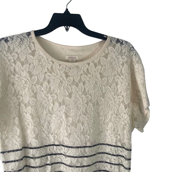 Sundance Women's Size Medium‎ Lace Western Cape Floral Striped Top - Picture 2 of 8